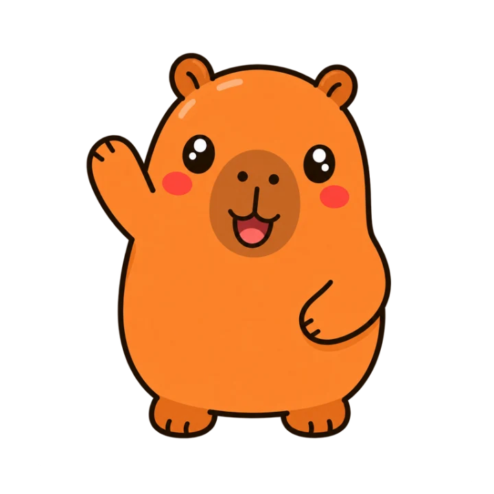 Capy the friendly capybara waving